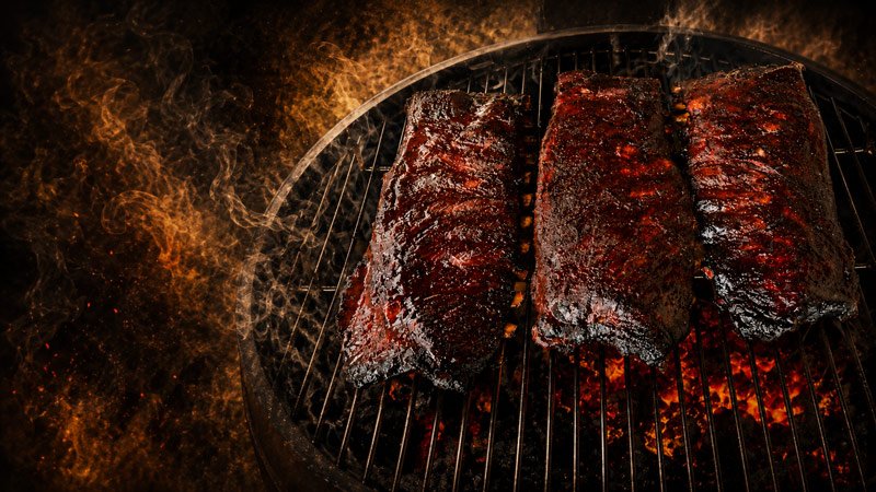 Black Label Pork Ribs on the smoker